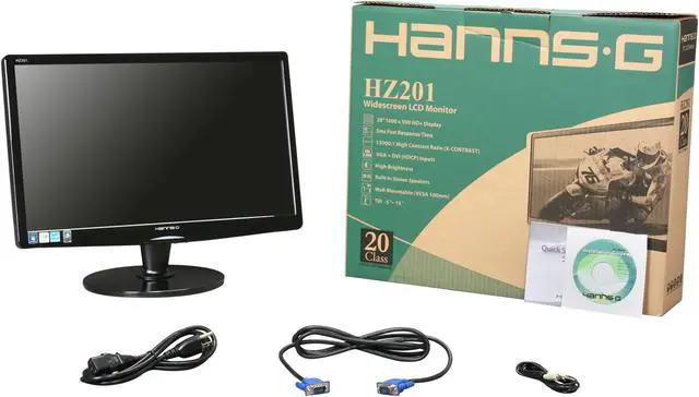 Alt view image 8 of 8 - Hanns·G HZ201DPB Black 20" 5ms WideScreen LCD Monitor w/Speakers 250 cd/m2 X-Contrast 15,000:1 (1,000:1)