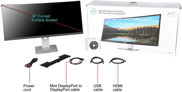 Alt view image 10 of 10 - Dell U3415W 34" Quad HD 3440 x 1440 2K 60Hz HDMI DisplayPort Mini-DisplayPort MHL Compatible USB 3.0 Hub Built-in Speakers Anti-Glare LED Backlit IPS Curved Monitor