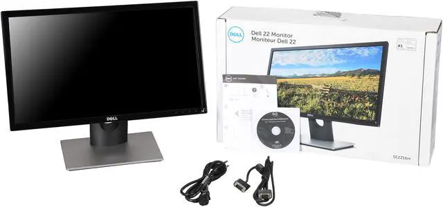 Alt view image 8 of 9 - Dell SE2216H Black 22" FHD 1080p Widescreen LED Backlight Monitor, 3000:1, 250cd/m2, HDMI& D-Sub, Tilt