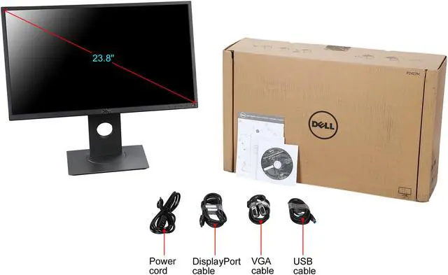 Alt view image 12 of 11 - Dell Professional Series P2417H 24" Black IPS LED Monitor 1920 x 1080 Widescreen 16:9 6ms Response Time 250 cd/m2 1000:1 HDMI VGA DisplayPort