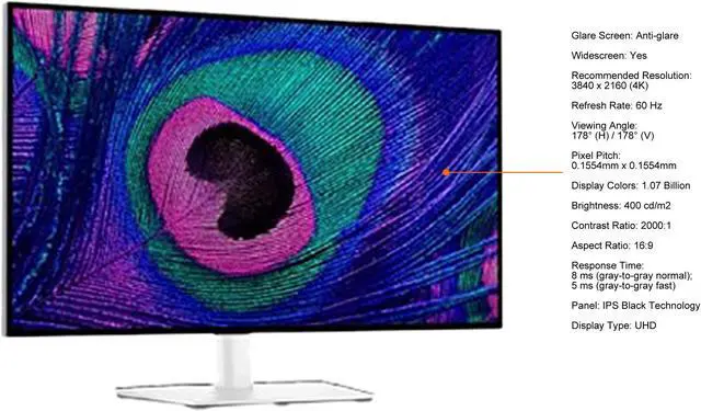Alt view image 6 of 13 - Dell 27" 60 Hz IPS Black Technology UHD IPS Monitor 8 ms (gray-to-gray normal); 5 ms (gray-to-gray fast) HDMI, DisplayPort, USB, Audio Flat Panel UltraSharp U2723QE