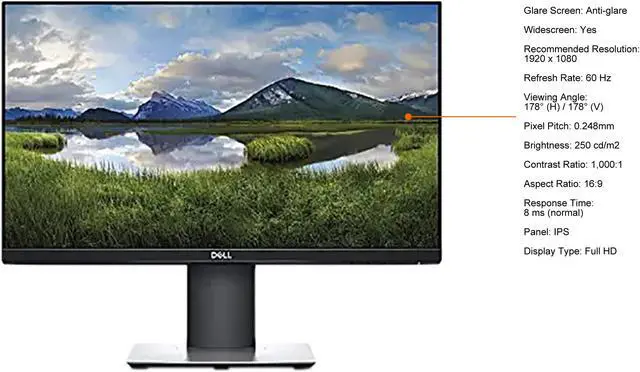 Alt view image 3 of 3 - Dell 22" 60 Hz IPS FHD IPS Monitor 8 ms (normal) D-Sub, HDMI, DisplayPort, USB P2219H