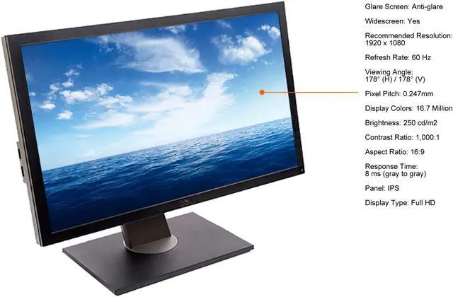 Alt view image 3 of 7 - Dell 21.5" 60 Hz IPS FHD Monitor 8 ms (gray to gray) D-Sub, DVI, DisplayPort, USB UltraSharp U2211H