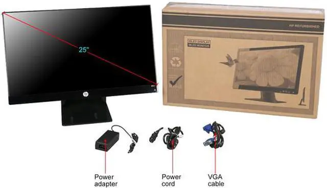 Alt view image 9 of 9 - HP 25VX 25" IPS HDMI Widescreen LED Monitor with Ultra-wide 178 Viewing Angle, Full HD 1080p, 8,000,000:1 Dynamic Contrast Ratio, Built-in HDMI, DVI and VGA Ports - Grade A