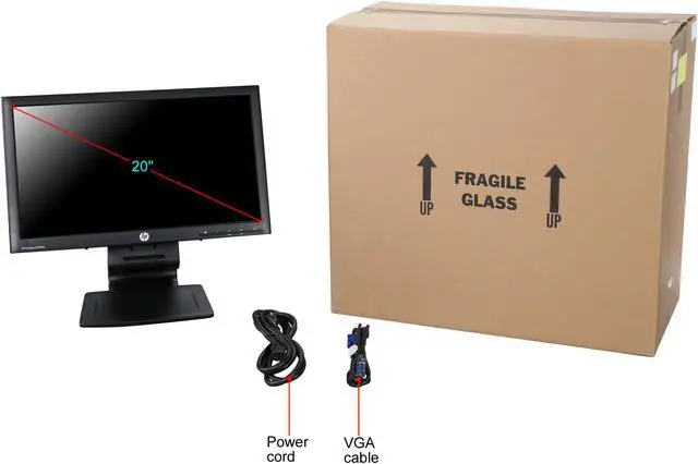 Alt view image 11 of 10 - HP 20" LCD Monitor 5 ms D-Sub, DVI, DisplayPort, USB LA2006X