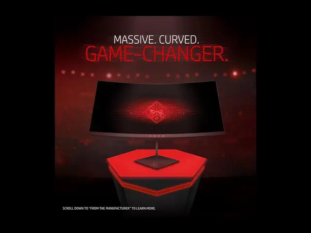 Alt view image 6 of 7 - HP Omen X 35" 4ms (GTG) 100 Hz G-Sync Ultra WQHD Curved LED Backlight Monitor, 3440 × 1440, 2500:1, 300 cd/m2, HDMI, USB, Tilt, Height, VESA Mountable