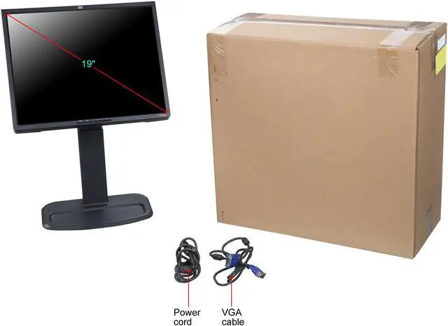 Alt view image 12 of 11 - 19" HP L1955 DVI 720p Rotating LCD Monitor