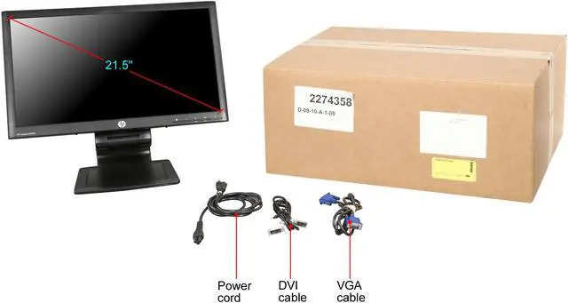 Alt view image 10 of 10 - HP 21.5" 60 Hz TN FHD LCD/LED Monitor 5 ms (On/Off) D-Sub, DVI, DisplayPort, USB LA2206X