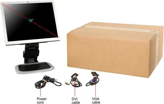 Alt view image 11 of 10 - HP 19" Active Matrix, TFT LCD SXGA LCD Monitor Grade B 5 ms D-Sub, DVI LA1951G