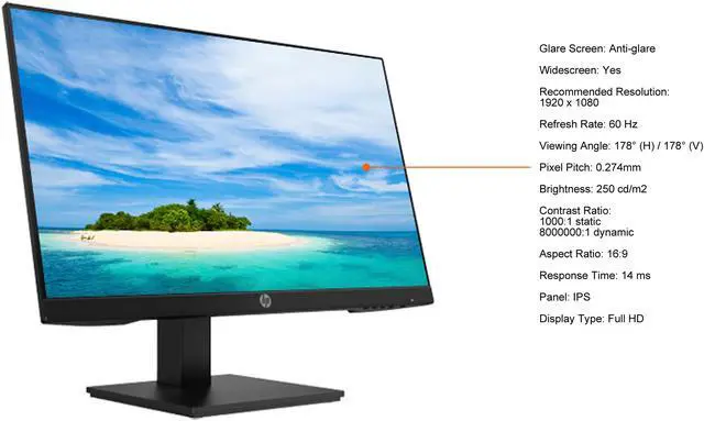 Alt view image 4 of 6 - HP P24h G4 24" (23.8" Viewable) Full HD 1920 x 1080 IPS D-Sub, HDMI, DisplayPort Anti-Glare Height Adjust Dual Speakers Monitor