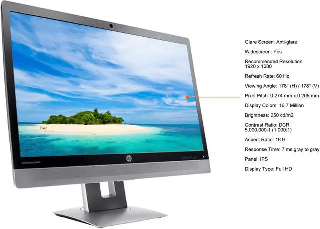 Alt view image 4 of 6 - HP 23.8" 60 Hz IPS FHD IPS Video Conferencing Monitor 7 ms gray to gray D-Sub, HDMI, DisplayPort, USB EliteDisplay E240c