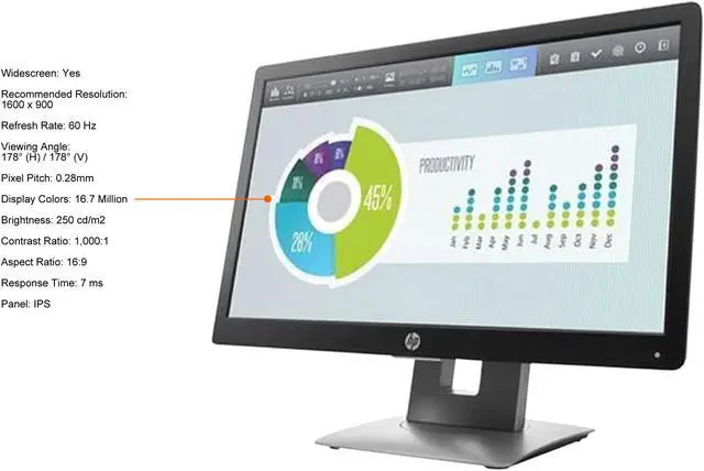 Alt view image 3 of 4 - HP 20" 60 Hz IPS IPS Monitor 7 ms D-Sub, HDMI, DisplayPort EliteDisplay E202