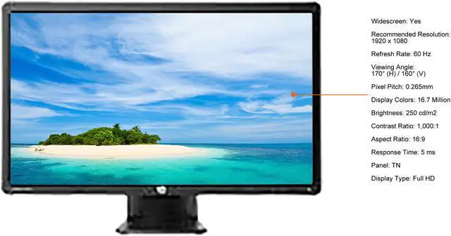 Alt view image 3 of 3 - HP 23" 60 Hz TN FHD Monitor 5 ms D-Sub, DVI ProDisplay P231