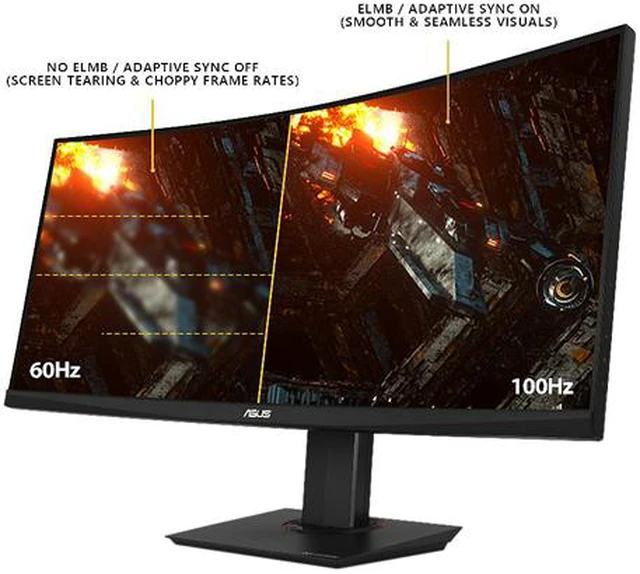 Alt view image 4 of 9 - ASUS TUF Gaming VG35VQ Curved Gaming Monitor 35" WQHD (3440 x 1440), 100Hz, Extreme Low Motion Blur, Adaptive-Sync, 1ms (MPRT)