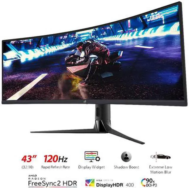 Alt view image 5 of 7 - ASUS ROG Strix XG43VQ 43" 3840 x 1200 1ms MPRT 120 Hz HDMI, DisplayPort Built-in Speakers 1800R Curved Gaming Monitor with FreeSync 2 HDR, DisplayHDR 400, DCI-P3 90%, Shadow Boost