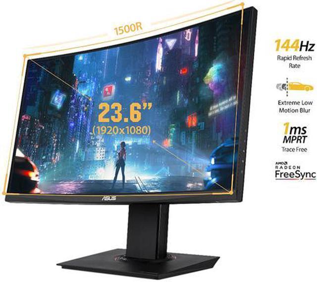 Alt view image 5 of 7 - ASUS TUF Gaming VG24VQ 24" (23.6" Viewable) Full HD 1920 x 1080 1ms MPRT 144Hz 2 x HDMI, DisplayPort AMD FreeSync Asus Eye Care with Ultra Low-Blue Light & Flicker-Free Backlit LED Height Adjustable Curved Gaming Monitor