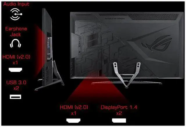 Alt view image 11 of 13 - ASUS ROG Swift PG43UQ 43" UHD 3840 x 2160 (4K) 1 ms (MPRT) 144 Hz 2xHDMI, 2xDisplayPort, USB, G-SYNC Compatible, DSC, DisplayHDR 1000, DCI-P3 90%, Adaptive Sync, Shadow Boost, Built-in Speakers Gaming Monitor