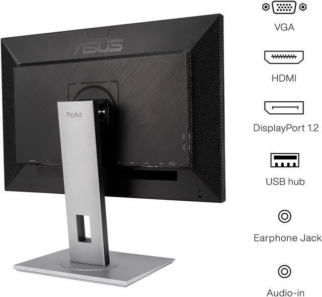 Alt view image 12 of 14 - ASUS ProArt Display PA248QV 24" WUXGA 1920 x 1200 16:10 Professional Monitor, 100% sRGB/Rec.709 Delta E < 2, IPS, DisplayPort HDMI D-Sub, Calman Verified, Eye Care, Anti-glare, Tilt Pivot Swivel Height Adjustable