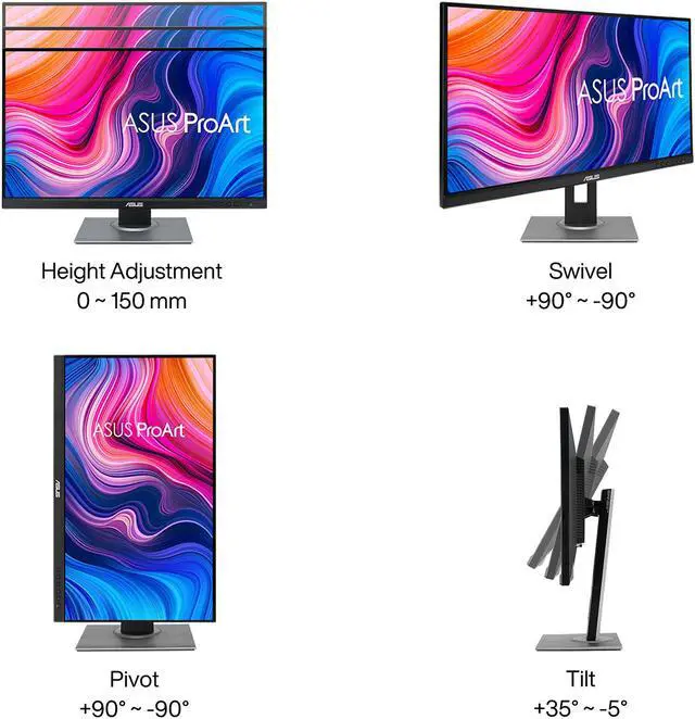 Alt view image 7 of 15 - ASUS ProArt Display 27" 1440P Monitor (PA278QV) - QHD (2560 x 1440), 100% sRGB/Rec. 709 Delta E < 2, IPS, DisplayPort HDMI DVI-D Mini DP, Calman Verified, Eye Care, Tilt, Pivot, Swivel, Height Adjustable