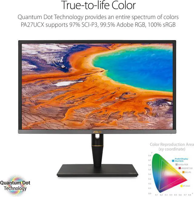 Alt view image 7 of 10 - ASUS ProArt Display PA27UCX-K 27" 4K HDR Mini LED Monitor, 97% DCI-P3 99.5% Adobe RGB 100% sRGB, DeltaE<1, IPS, USB-C HDMI DP, Calman Ready, Dolby Vision HDR10, 1000nits, w/ X-rite Calibrator