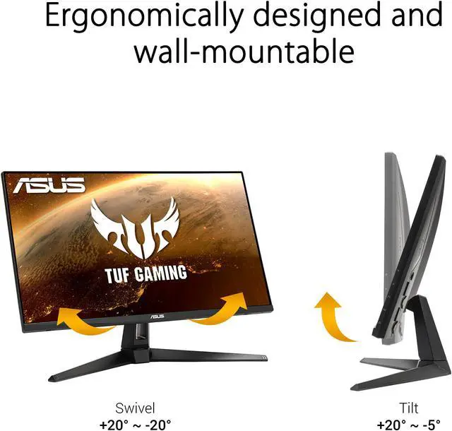 Alt view image 16 of 18 - ASUS TUF Gaming 27" 1440P HDR Monitor (VG27AQ1A) - QHD (2560 x 1440), IPS, 170Hz (Supports 144Hz), 1ms, Extreme Low Motion Blur, Speaker, NVIDIA G-SYNC Compatible, VESA Mountable, DisplayPort, HDMI
