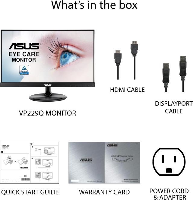 Alt view image 15 of 15 - ASUS VP229Q 22" (21.5" Viewable) 1080P Full HD, 75Hz, IPS, FreeSync Adaptive-Sync, Eye Care, HDMI DisplayPort VGA, Frameless, VESA Wall Mountable Monitor