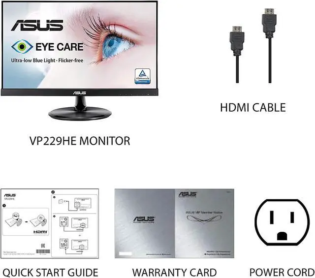 Alt view image 7 of 7 - ASUS 21.5" 75Hz IPS 1080P Monitor FreeSync/Adaptive-Sync, Full HD, Eye Care, HDMI VGA, Frameless, VESA Wall Mountable VP229HE