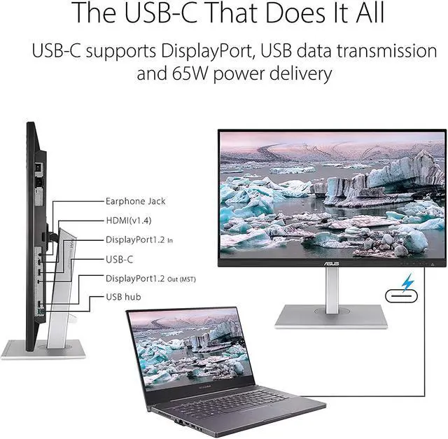 Alt view image 9 of 16 - ASUS ProArt Display 27" 1440P Monitor (PA278CV) - QHD (2560 x 1440), IPS, 100% sRGB/Rec. 709, Delta E < 2, Calman Verified, USB Hub, USB-C, DisplayPort Daisy-Chaining, HDMI, Eye Care, Height Adjustable