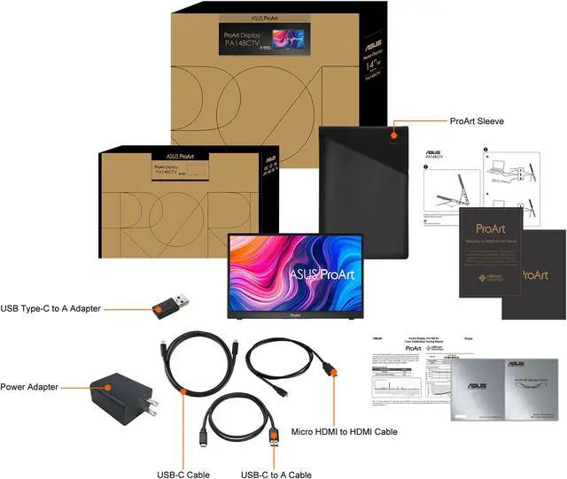 Alt view image 14 of 13 - ASUS ProArt 14” PA148CTV 1080P Portable Touchscreen Monitor Full HD, IPS, 100% sRGB/Rec 709, Color Accuracy< 2, Calman Verified, USB-C Power Delivery, Micro HDMI, Tripod Socket