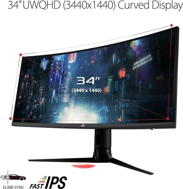 Alt view image 3 of 14 - ASUS ROG Strix 34" XG349C UWQHD 3440 x 1440 180Hz (OC) 1ms (GTG) Extreme Low Motion Blur Sync, 135% sRGB, G-Sync Compatible, DisplayHDR 400, USB-C, DisplayPort, HDMI Gaming Monitor
