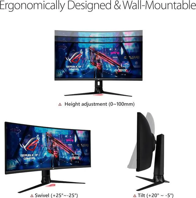 Alt view image 6 of 14 - ASUS ROG Strix 34" XG349C UWQHD 3440 x 1440 180Hz (OC) 1ms (GTG) Extreme Low Motion Blur Sync, 135% sRGB, G-Sync Compatible, DisplayHDR 400, USB-C, DisplayPort, HDMI Gaming Monitor