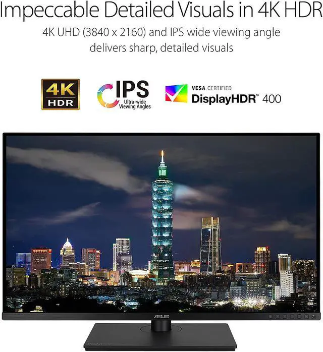 Alt view image 8 of 19 - ASUS ProArt Display 32" 4K PA329CV UHD 3840 x 2160, IPS, 100% sRGB/Rec.709, delta E < 2, Calman Verified, USB-C Power Delivery, DisplayPort, HDMI, USB 3.1 Hub, C-clamp, Height Adjustable HDR Monitor