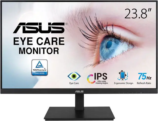 Alt view image 2 of 3 - ASUS 24" 75Hz IPS Full HD monitor Adaptive-Sync, 1920 x 1080, Low Blue Light, Flicker Free, Speakers, VESA, Frameless, HDMI, DisplayPort, VGA, USB Hub, Height Adjustable VA24DQSB (23.8" Viewable)