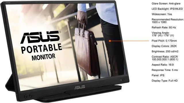 Alt view image 7 of 10 - ASUS ZenScreen 15.6" 1080P Portable USB Monitor (MB166C) - Full HD, IPS, USB Type-C, USB-powered, Flicker Free, Blue Light Filter, Tripod Mountable, Anti-glare Surface, Protective Sleeve