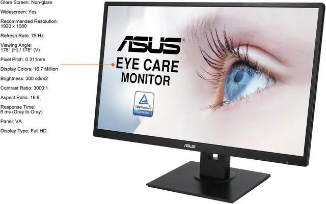 Alt view image 5 of 10 - ASUS 27" 1080P Monitor (VA279HAL) - Full HD, Built-in Speakers, Eye Care, Low Blue Light, Flicker Free, VESA Mountable, Height Adjustment, Pivot, Swivel, Tilt, HDMI, VGA