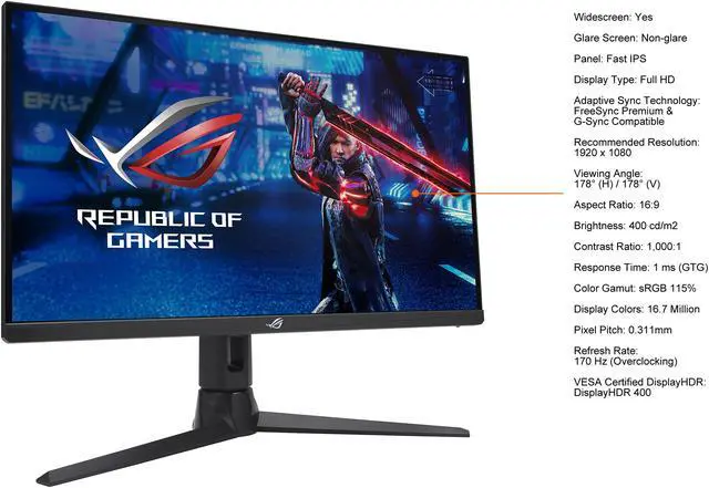 Alt view image 6 of 12 - ASUS ROG Strix 27" 1080P Gaming Monitor (XG276Q) - Full HD, IPS, 170Hz, 1ms, Extreme Low Motion Blur, FreeSync Premium Technology, DisplayPort, HDMI, Tripod Socket for Webcam, DisplayHDR400