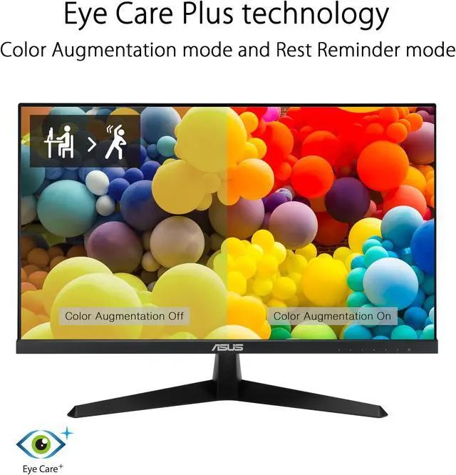 Alt view image 6 of 11 - ASUS VY249HE 23.8" Eye Care Monitor, 1080P Full HD, 75Hz, IPS, Adaptive-Sync/FreeSync, Eye Care Plus, Color Augmentation, Rest Reminder, Antibacterial Surface, HDMI VGA, Frameless, VESA Wall Mountable