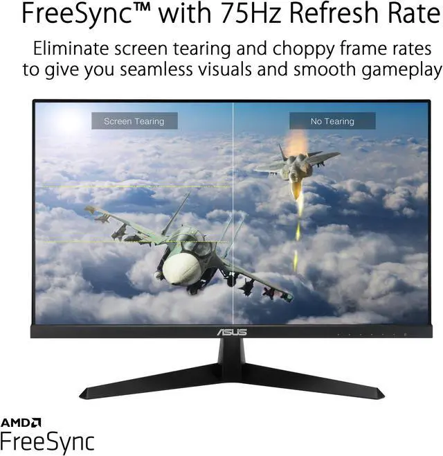 Alt view image 7 of 11 - ASUS VY249HE 23.8" Eye Care Monitor, 1080P Full HD, 75Hz, IPS, Adaptive-Sync/FreeSync, Eye Care Plus, Color Augmentation, Rest Reminder, Antibacterial Surface, HDMI VGA, Frameless, VESA Wall Mountable