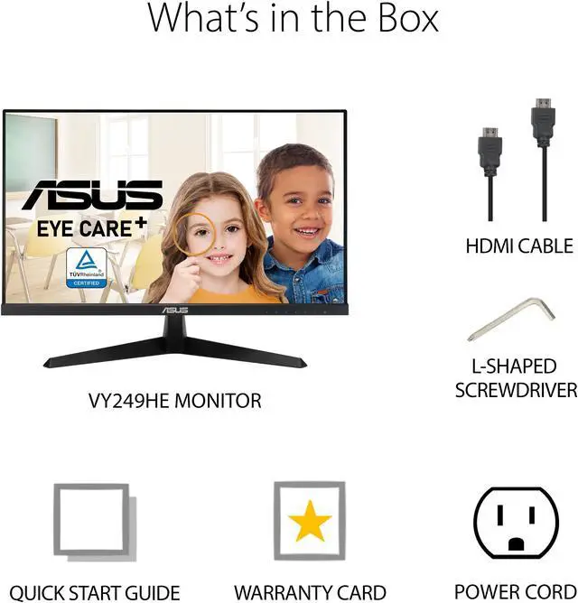 Alt view image 11 of 11 - ASUS VY249HE 23.8" Eye Care Monitor, 1080P Full HD, 75Hz, IPS, Adaptive-Sync/FreeSync, Eye Care Plus, Color Augmentation, Rest Reminder, Antibacterial Surface, HDMI VGA, Frameless, VESA Wall Mountable