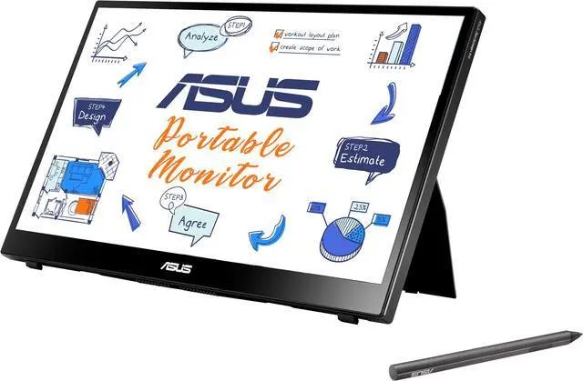 Alt view image 7 of 8 - ASUS ZenScreen Ink 14" 1080P Portable Touchscreen Monitor (MB14AHD) - Full HD, IPS, 10-point Touch, Stylus Pen (MPP 2.0 Supported), Eye Care, USB Type-C, Micro HDMI, Kickstand, Tripod Socket