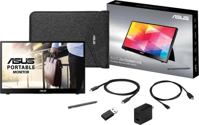 Alt view image 9 of 8 - ASUS ZenScreen Ink 14" 1080P Portable Touchscreen Monitor (MB14AHD) - Full HD, IPS, 10-point Touch, Stylus Pen (MPP 2.0 Supported), Eye Care, USB Type-C, Micro HDMI, Kickstand, Tripod Socket