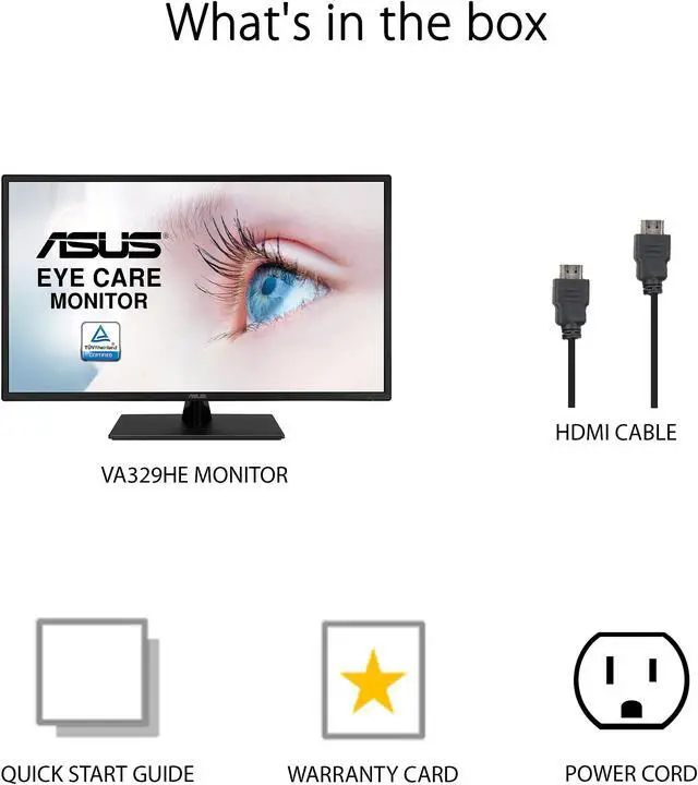 Alt view image 9 of 9 - ASUS 31.5" 1080P Monitor (VA329HE) - Full HD, IPS, 75Hz, Adaptive-Sync, Eye Care, Low Blue Light, Flicker Free, HDMI, VGA, Wall Mountable, Tilt Adjustable