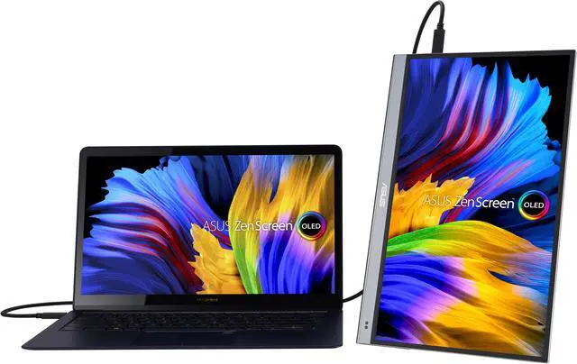 Alt view image 8 of 7 - ASUS ZenScreen OLED MQ16AH Portable Monitor - 15.6-inch FHD (1920 x 1080), OLED, 100% DCI-P3, 1 ms Response Time, Delta E < 2, HDR-10, USB Type-C, Mini HDMI, Proximity Sensor, Smart Case, Flicker Free, Low Blue Light