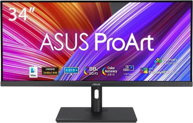 Alt view image 2 of 15 - ASUS 34" 120 Hz IPS WQHD MONITOR 2 ms FreeSync™ Premium Pro (for DisplayPort and USB-C ports) Flat Panel PA348CGV