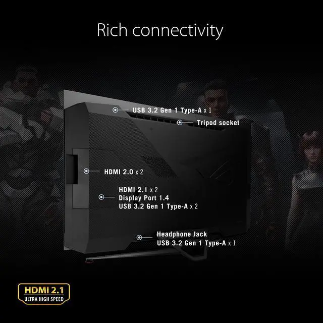 Alt view image 9 of 11 - ASUS ROG Swift OLED PG42UQ Gaming Monitor - 41.5" 4K, OLED, 138Hz (Overclocked), 0.1 ms (GTG), G-SYNC Compatible, Custom Heatsink, 98% DCI-P3, True 10-bit, HDMI 2.1, DisplayPort 1.4