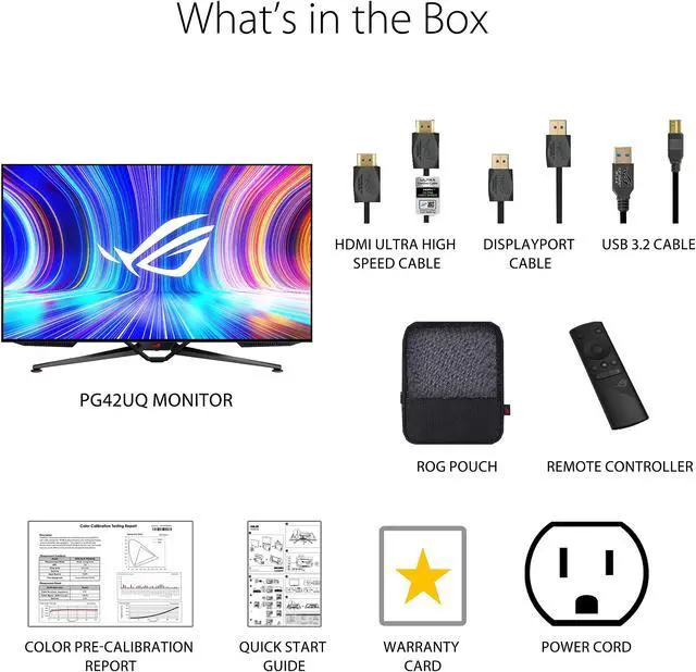 Alt view image 11 of 11 - ASUS ROG Swift OLED PG42UQ Gaming Monitor - 41.5" 4K, OLED, 138Hz (Overclocked), 0.1 ms (GTG), G-SYNC Compatible, Custom Heatsink, 98% DCI-P3, True 10-bit, HDMI 2.1, DisplayPort 1.4