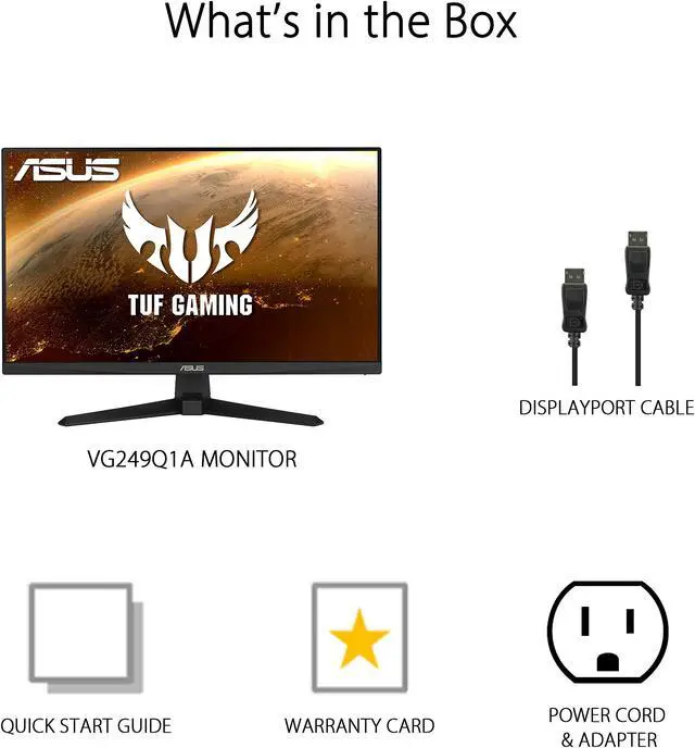 Alt view image 8 of 8 - ASUS TUF Gaming VG249Q1A 23.8" Gaming Monitor, 1080P Full HD, 165Hz (Supports 144Hz), IPS, 1ms, Adaptive-sync/FreeSync Premium, Extreme Low Motion Blur, Eye Care, HDMI DisplayPort