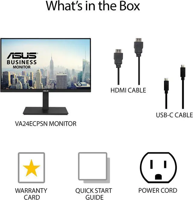 Alt view image 6 of 6 - ASUS 23.8" 1080P Docking Monitor (VA24ECPSN) - Full HD, IPS, 75Hz, Adaptive-Sync, Speakers, Eye Care, Low Blue Light, Flicker Free, USB-C, RJ45, HDMI, Frameless, Height Adjustment, VESA Wall Mountable