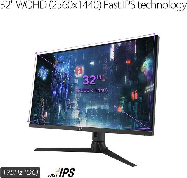 Alt view image 7 of 15 - ASUS 32” QHD Fast IPS, 175Hz (OC) Gaming Monitor - 1ms, G-SYNC compatible, 1440P (2560 x 1440), Variable Overdrive, Eye Care, DisplayHDR 600, DisplayPort, HDMI, USB, 96% DCI-P3 XG32AQ ROG Strix