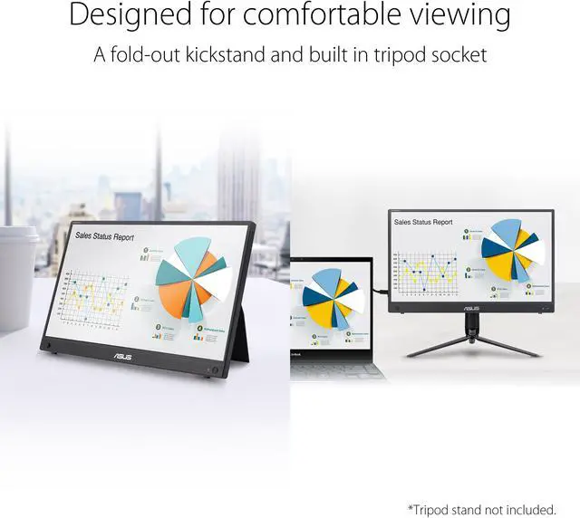 Alt view image 4 of 12 - ASUS ZenScreen Touch Screen 15.6" 1080P Portable USB Monitor (MB16AHT) - Full HD (1920 x 1080), IPS, USB-C, Mini-HDMI, Kickstand, Tripod Mountable, Flicker Free, Blue Light Filter, Protective Sleeve